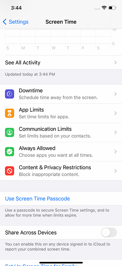 enable restrictions on ios 12 and later