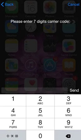 enter 7 digit code to activate iphone without sim card