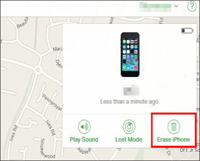 fai clic su Cancella iphone