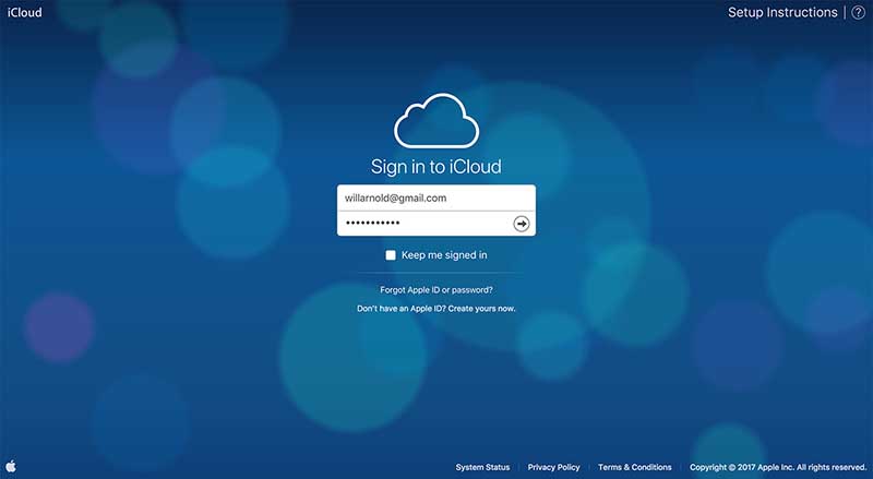 شاشة تسجيل دخول الـ icloud
