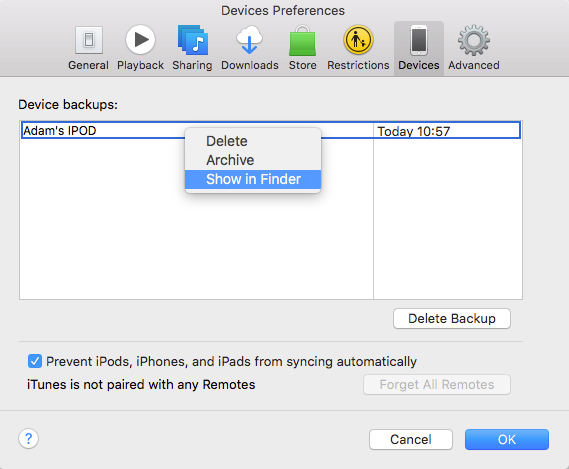 view iphone backup location on mac