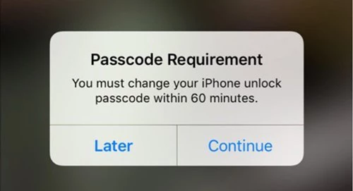 iphone passcode requirement change