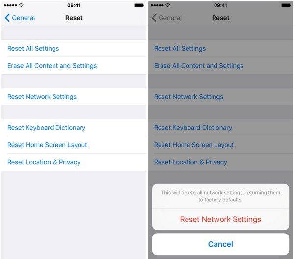 reset network settings sure