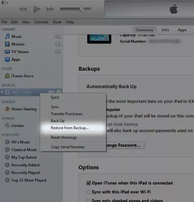 restore itunes backup to view iphone backup