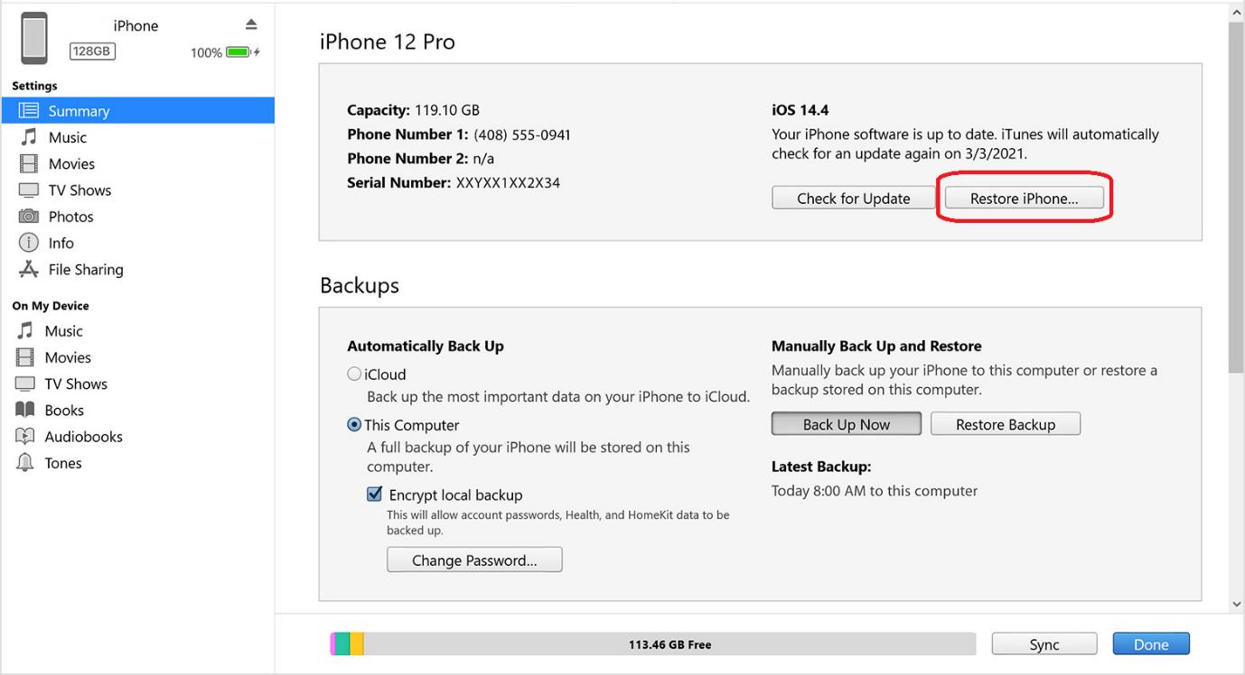Turn Off Parental Controls by Restoring iPhone with iTunes