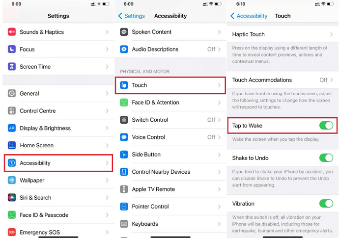 turn off tap to wake