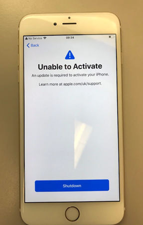 unable to activate iphone shut down