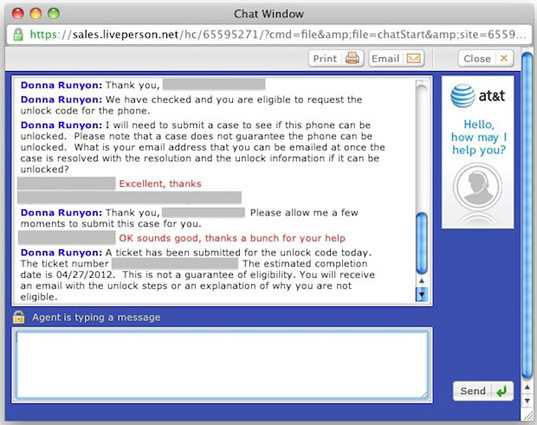 sblocca iphone tramite webchat