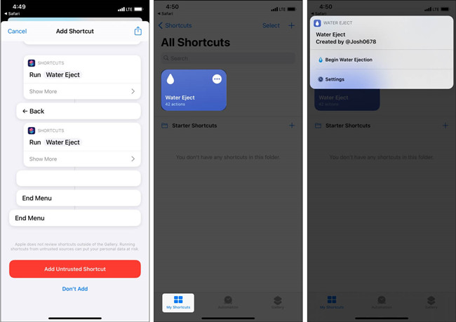 use water-eject-shortcut to get water out of phone speaker