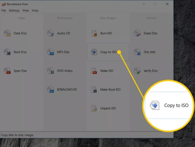 choose copy to iso in burnaware