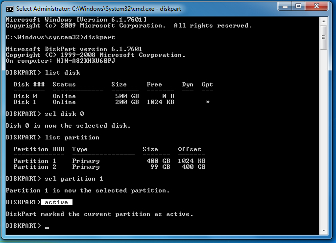 list disk active
