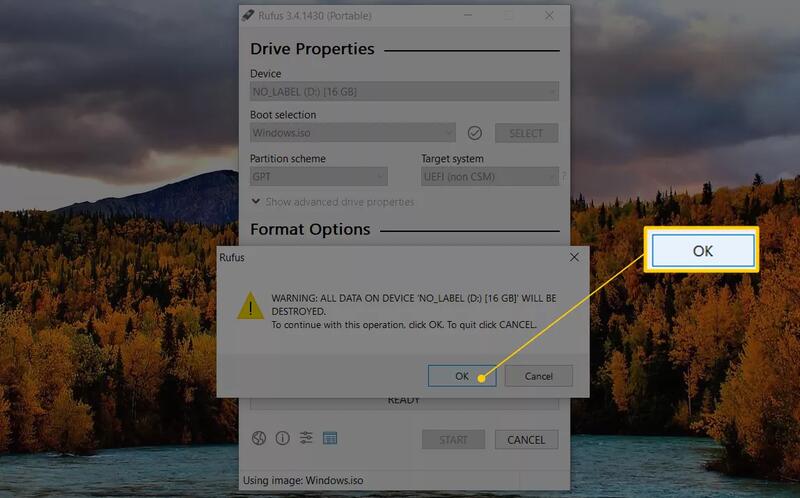 Click OK to the warning