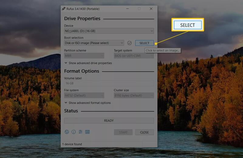 Select ISO image