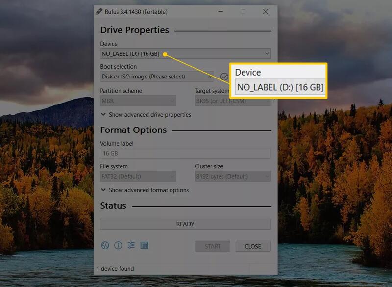 Select USB from the device menu