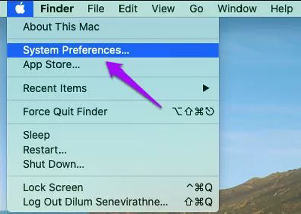 click system preferences in apple menu