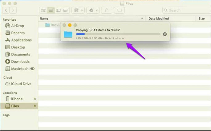 copy backup folder to your new destination