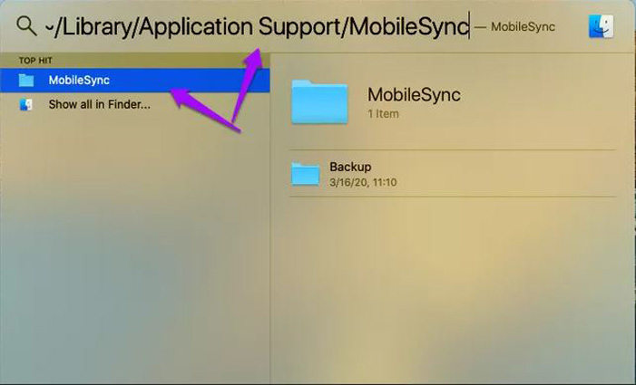 locate your current backup folder on mac