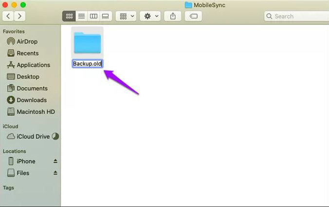 go back to original location of backup folder and rename it