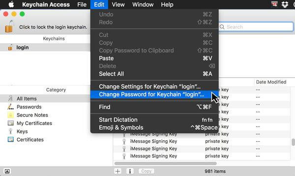 change keychain password