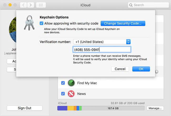 change security code keychain mac