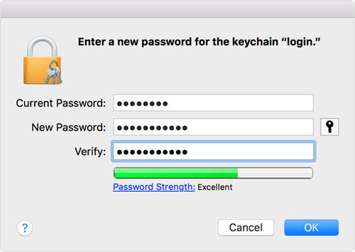 save the new password of keychain