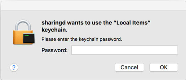 sharingd wants to use the login keychain