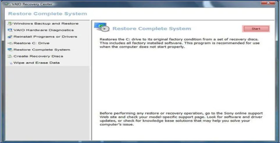 restore complete system