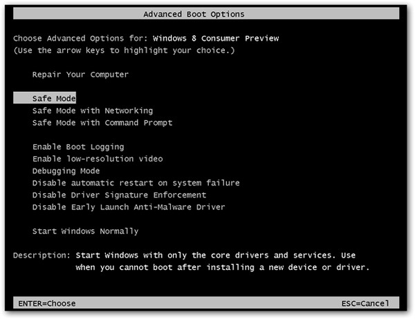 select safe mode