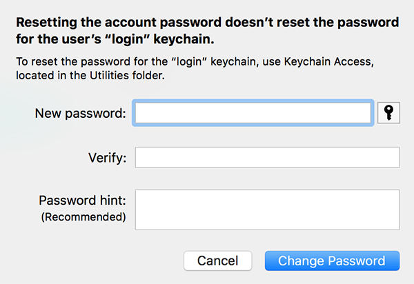 how to change admin password on mac if forgotten