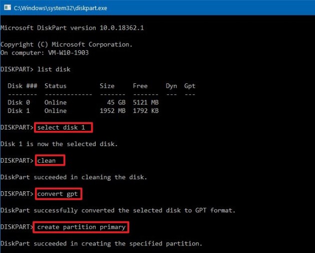 creating a gpt partition