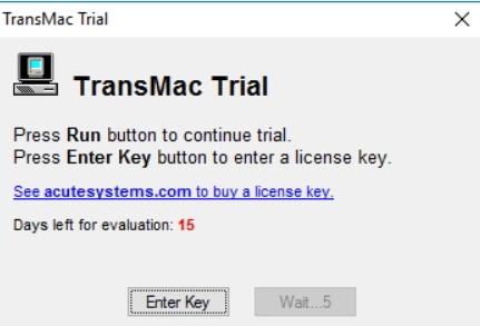 transmaC run button to install macos from usb in windows