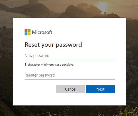 reset microsoft password