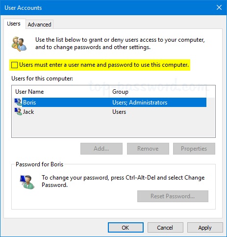 enable auto login