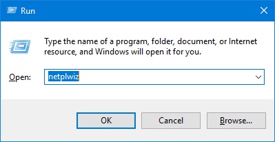 open run and type netplwiz