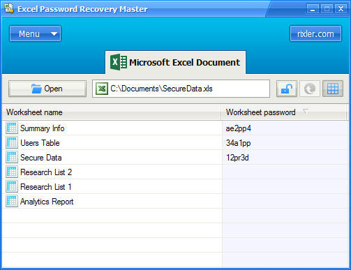 excel password recovery master