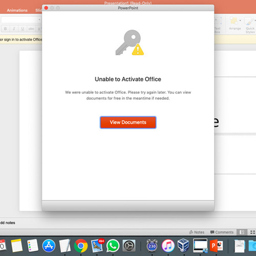 unable to activate office 2016 mac