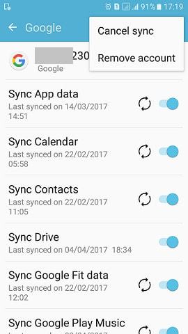 android remove google account