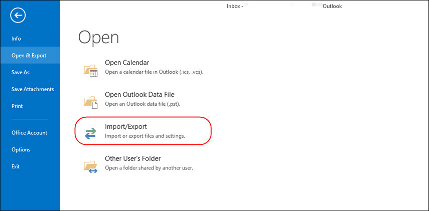 click open and export and choose import or export