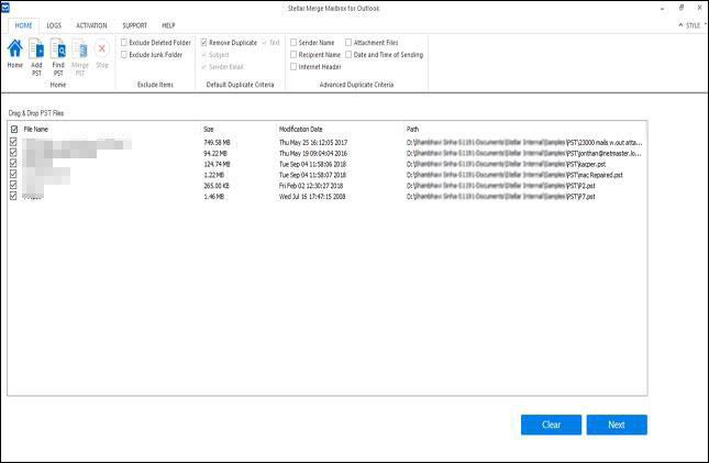 select files to merge and click next to start