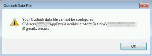 your outlook data cannot be configured