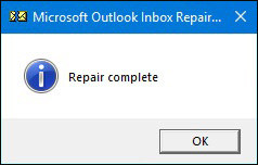 ремонт завершен и перезапустить Outlook