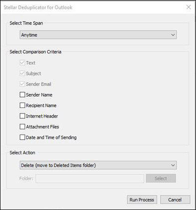 select options and click run process to start scanning