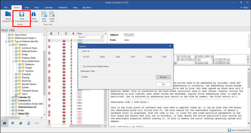 save pst file at your destination