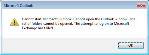 the set of folders cannot be opened outlook