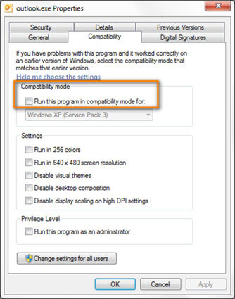 uncheck all boxes to fix outlook wont open