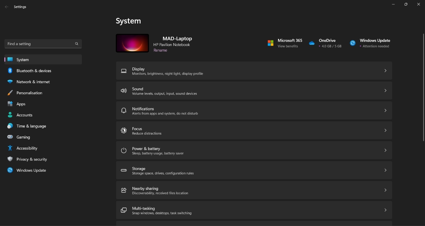 Premi  Windows Key + I per cambiare il disco di avvio in Windows