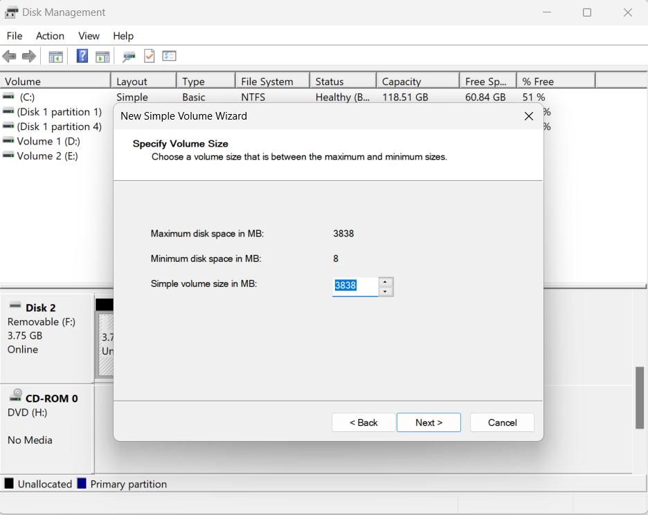 Crea partizioni con Gestione disco