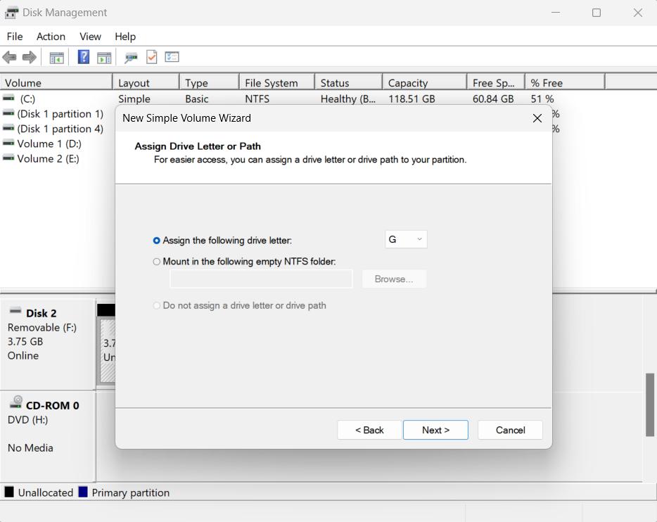 Crea partizioni con Gestione disco