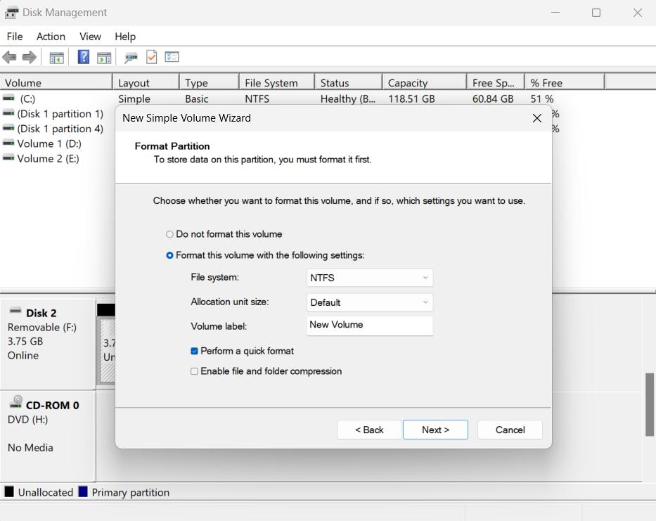 Crea partizioni con Gestione disco