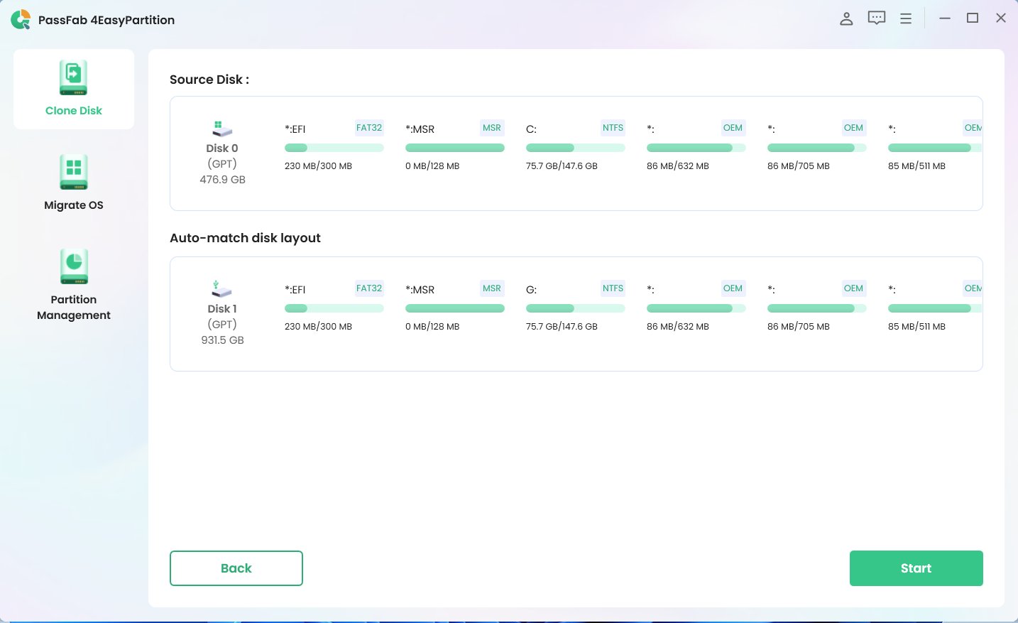 Estendi lo spazio su disco c con PassFab 4EasyPartition